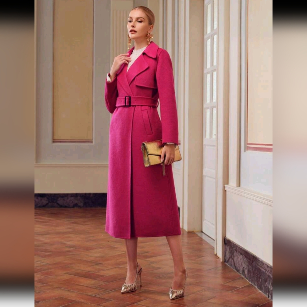 PREMIUM WOOL LAPEL COLLAR BUCKLE BELTED OVERCOAT - Picture 6 of 10